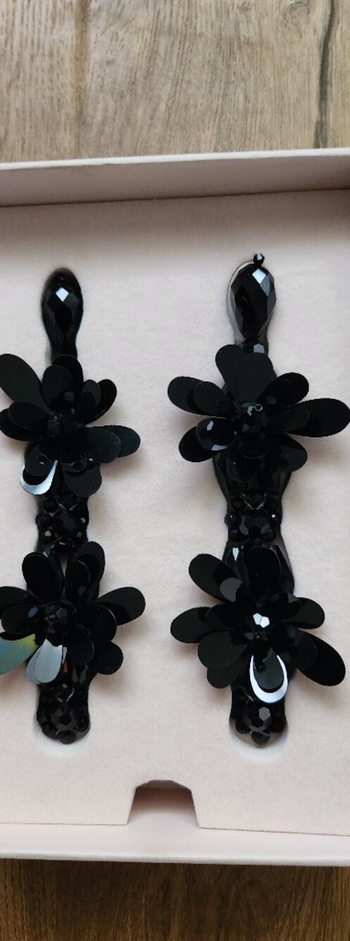 Simone Rocha and H&M Black Floral Sequin Earrings